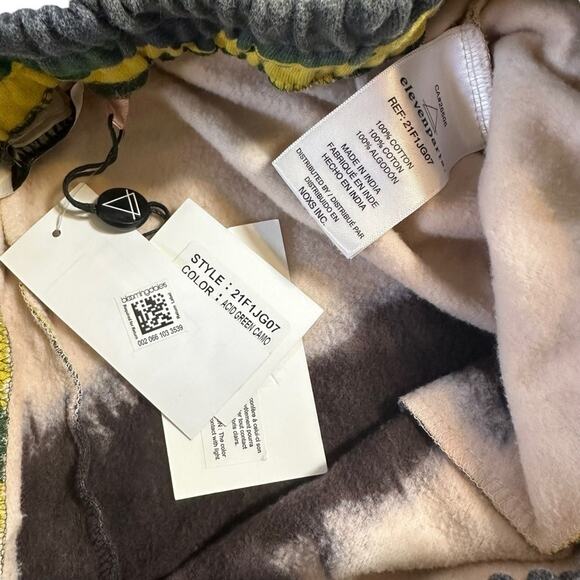 Eleven Paris Men's Acid Green Camo Distressed Jogger Pants Size S - Picture 10 of 10